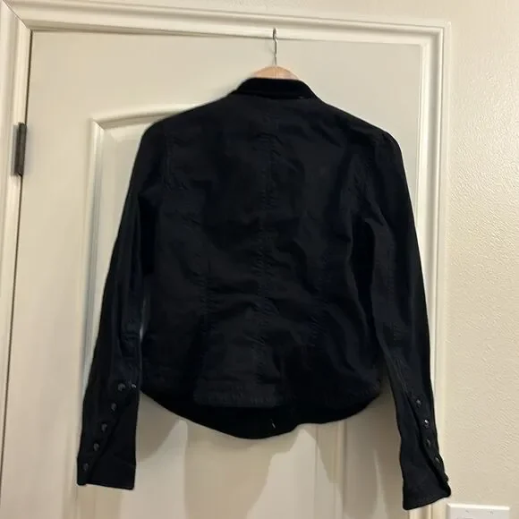 Ralph Lauren black denim woman's jacket w velvet at the collar/sparkly buttons - Picture 9 of 16